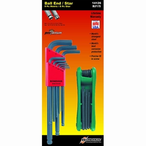 Bondhus 14126 Ball End Hex & TORX Double Pack, 10999 & 12632, 17 Pc.