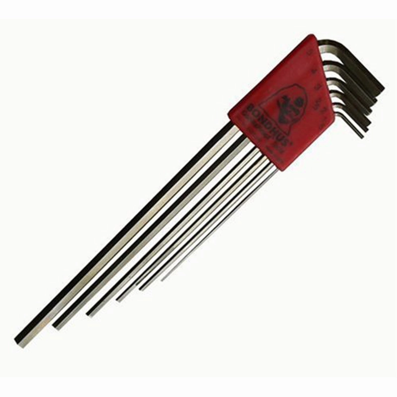 Bondhus 17146 Set of 6 Hex L-wrenches with BriteGuard Finish, Extra Long Length, Sizes 1.5-5mm