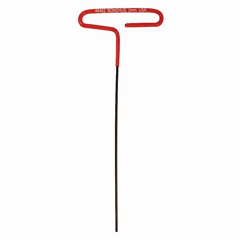 Bondhus 46552 2mm x 9" Hex Tip Cushion Grip Loop T-Handle with ProGuard Finish, 2 Piece