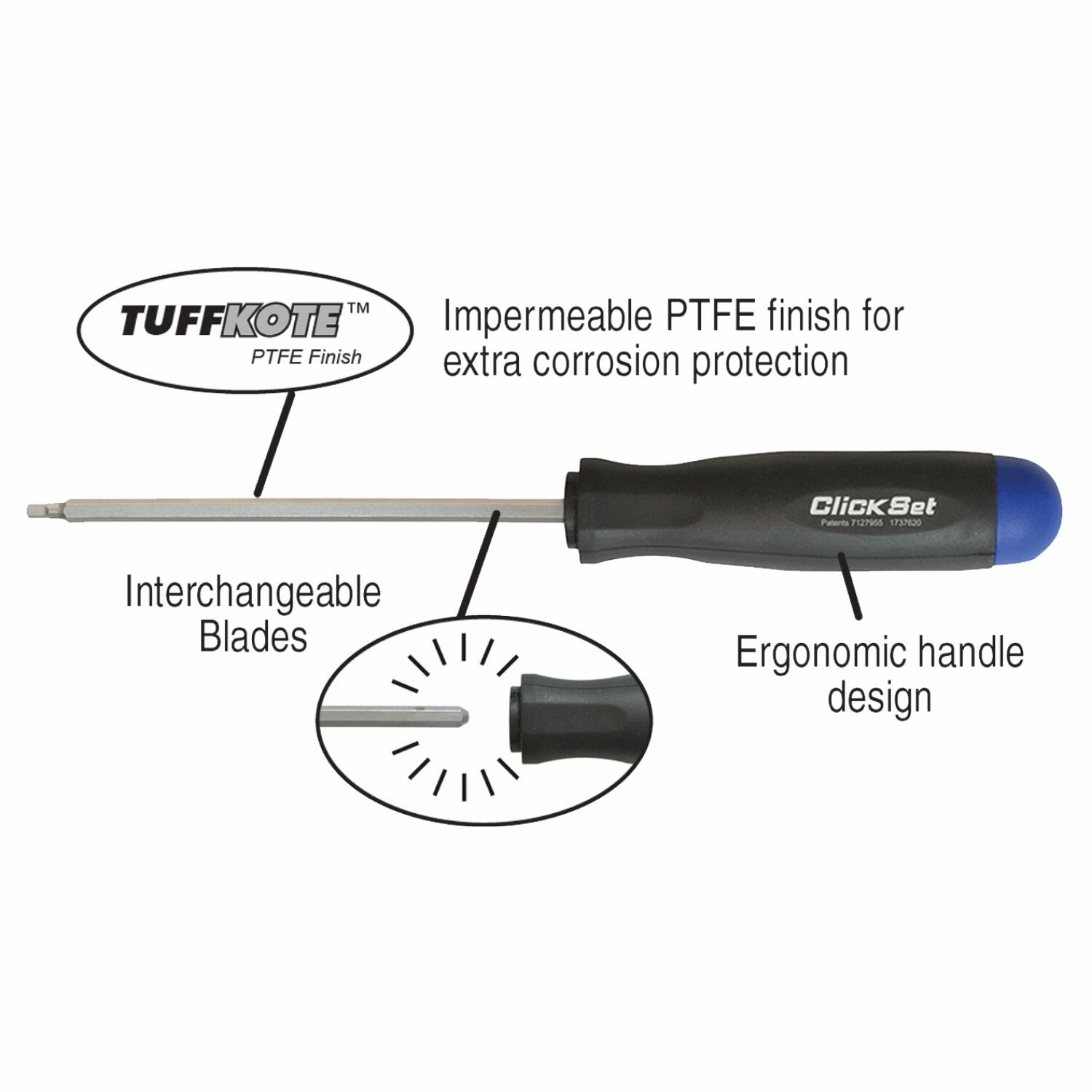Bondhus 50017 ClickSet Handle - 22.1 in-lb/2.5 Nm   T10 Torx Blade
