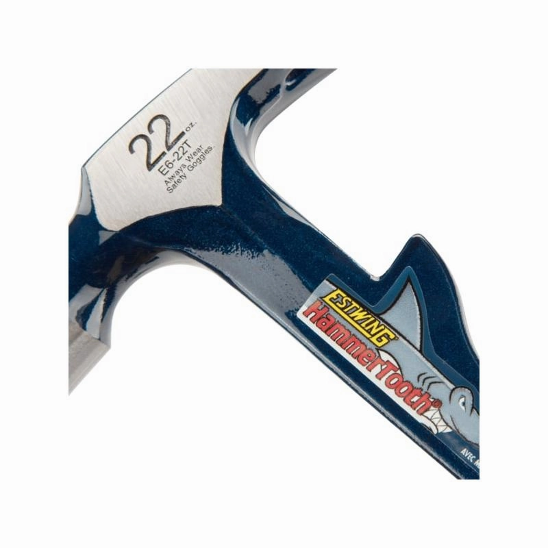 Estwing  E6-22TM 22 Oz Solid Steel Hammertooth Hammer With Milled Face And Blue Grip