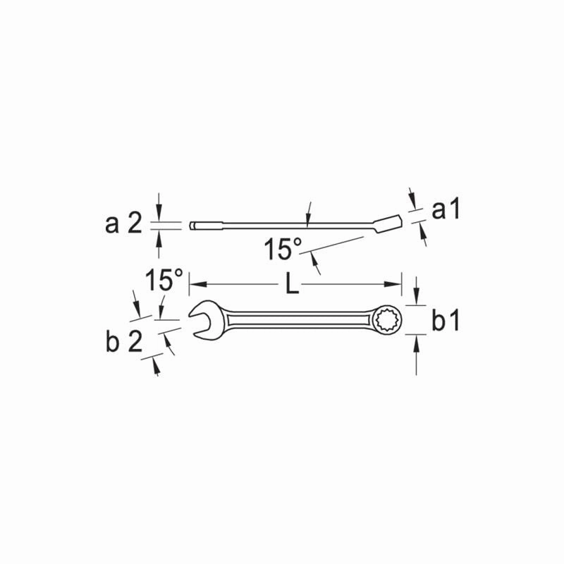 Gedore 6100540 Combination Spanner, Extra Long 12 mm