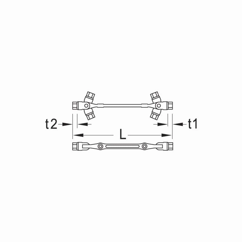 Gedore 6302330 Swivel head wrench double ended 5x6 mm