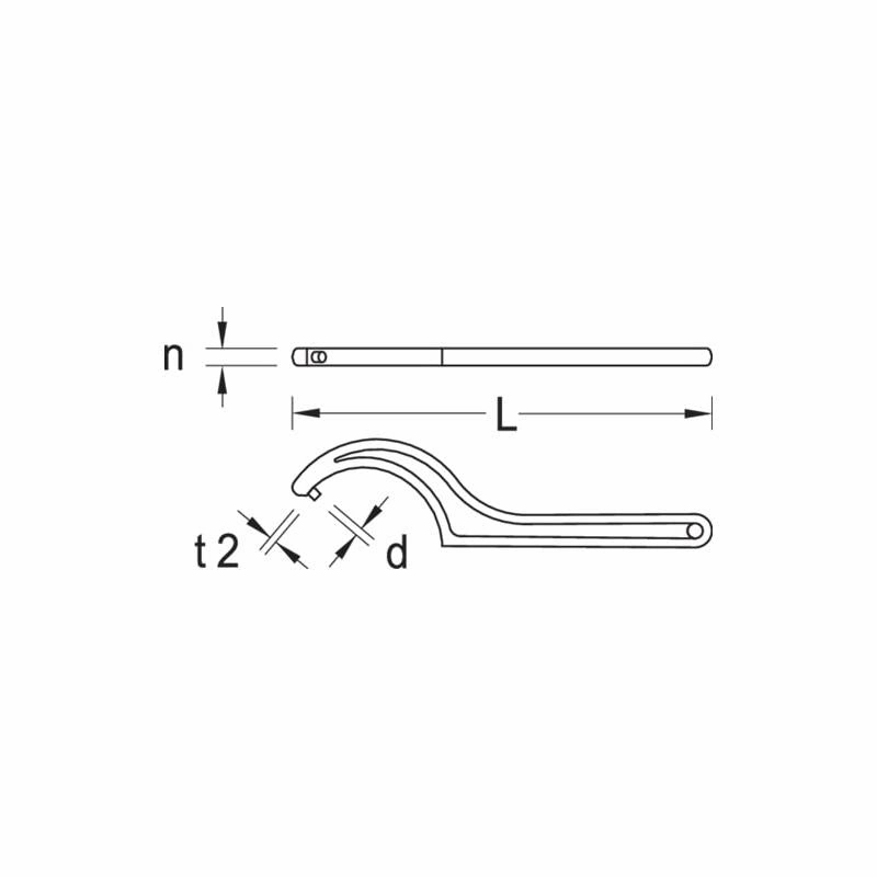 Gedore 6337980 Hook wrench with pin, 155-165 mm
