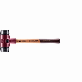 Halder 3002.050 Simplex Mallet with Black Rubber Inserts, Cast Iron Housing and Wood Handle