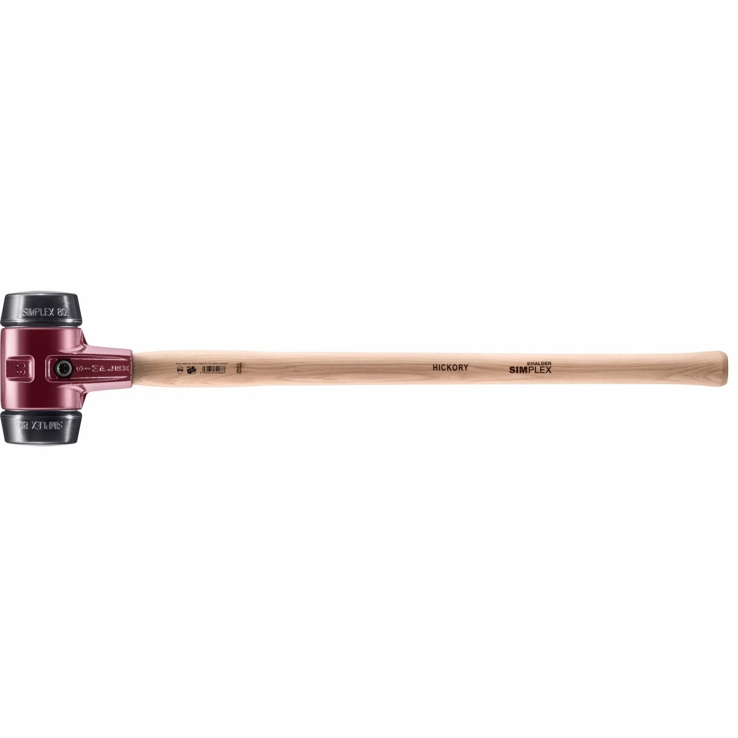 Halder 3002.081 Simplex Sledgehammer with Black Rubber Inserts, Cast Iron Housing and Hickory Handle