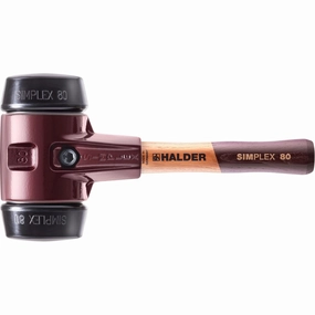 Halder 3002.082 Simplex Mallet with Black Rubber Inserts Cast Iron Housing and Wood Handle Short Handle
