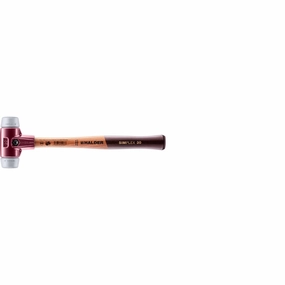 Halder 3003.030 Simplex Mallet with Grey Rubber Inserts, Non-Marring, Cast Iron Housing and Wood Handle