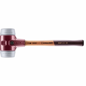 Halder 3003.080 Simplex Mallet with Grey Rubber Inserts, Non-Marring, Cast Iron Housing and Wood Handle