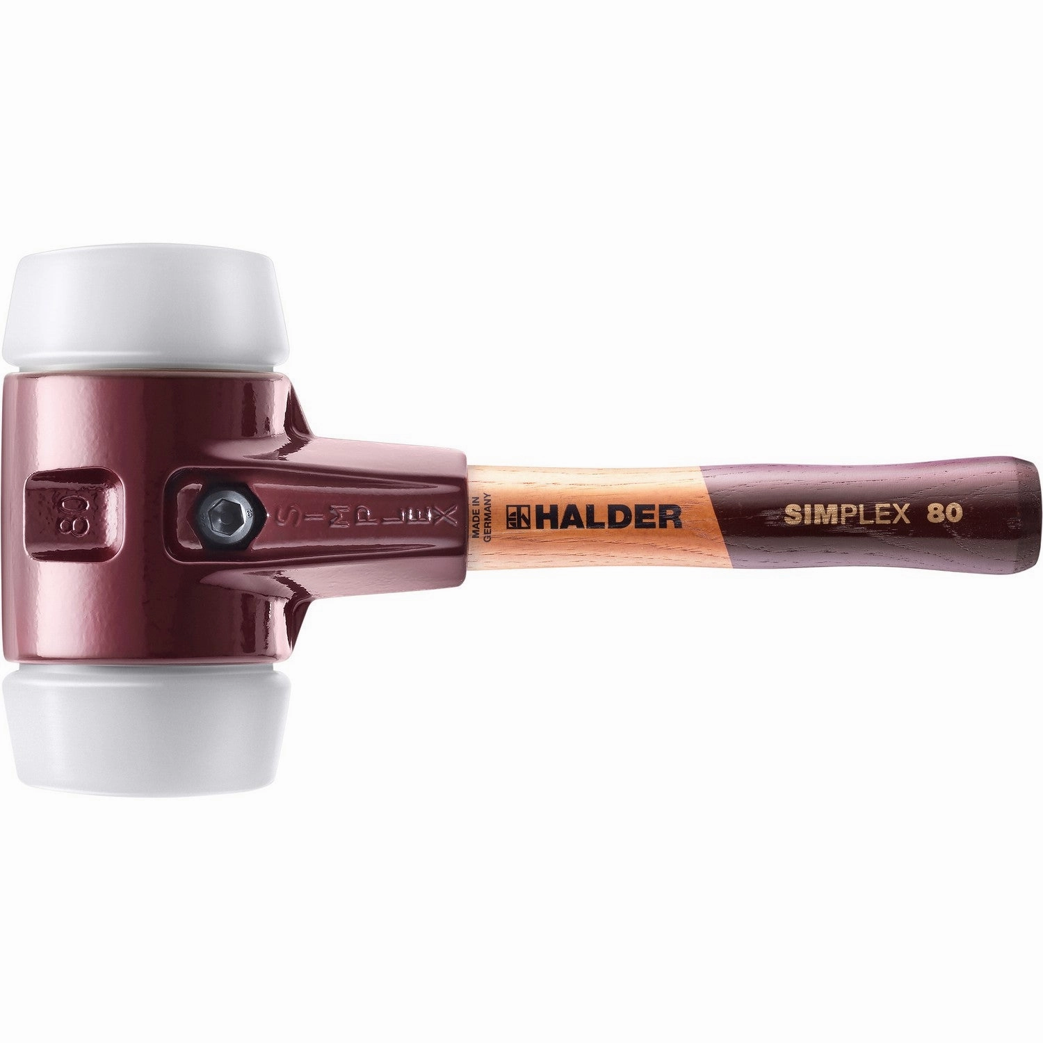 Halder 3007.082 Simplex Mallet with Superplastic Inserts Cast Iron Housing and Wood Handle / SHORT HANDLE