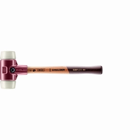 Halder 3008.050 Simplex Mallet with Nylon Inserts, Cast Iron Housing and Wood Handle