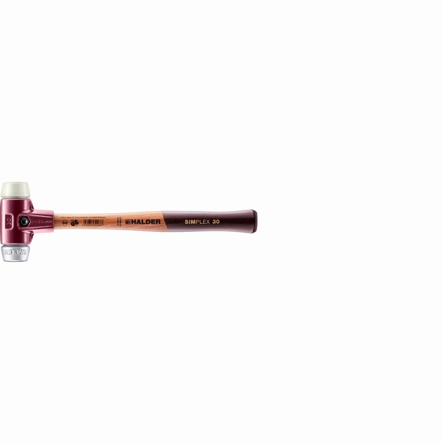 Halder 3089.030 Simplex Mallet with Nylon and Aluminum Inserts  Cast Iron Housing and Wood Handle