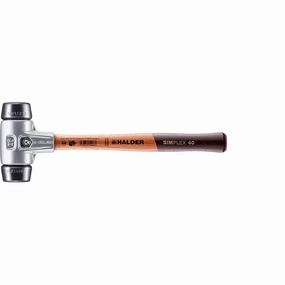 Halder 3102.040 Simplex Mallet with Black Rubber Inserts Lightweight Aluminum Housing and Wood Handle