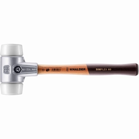 Halder 3107.060 Simplex Mallet with Superplastic Inserts Lightweight Aluminum Housing and Wood Handle