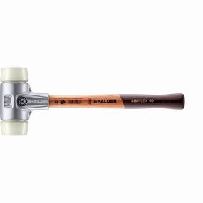 Halder 3108.050 Simplex Mallet with Nylon Inserts Lightweight Aluminum Housing and Wood Handle