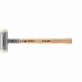 Halder 3366.035 Supercraft Dead Blow, Non-Rebounding Hammer with Nylon Face Inserts Steel Housing and Hickory Handle