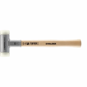 Halder 3366.040 Supercraft Dead Blow, Non-Rebounding Hammer with Nylon Face Inserts Steel Housing and Hickory Handle