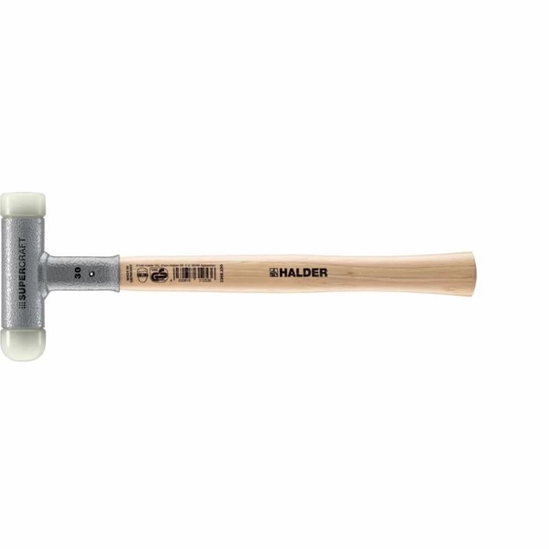 Halder 3366.230 Supercraft Dead Blow, Non-Rebounding Hammer with Nylon Face Inserts Steel Housing and Hickory Handle