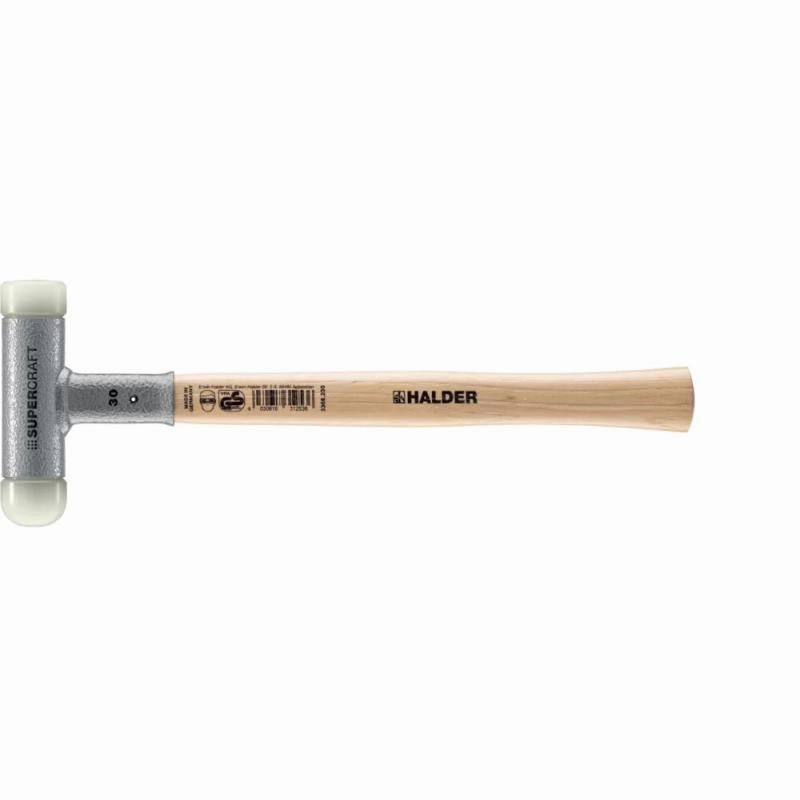 Halder 3366.240 Supercraft Dead Blow, Non-Rebounding Hammer with Nylon Face Inserts Steel Housing and Hickory Handle
