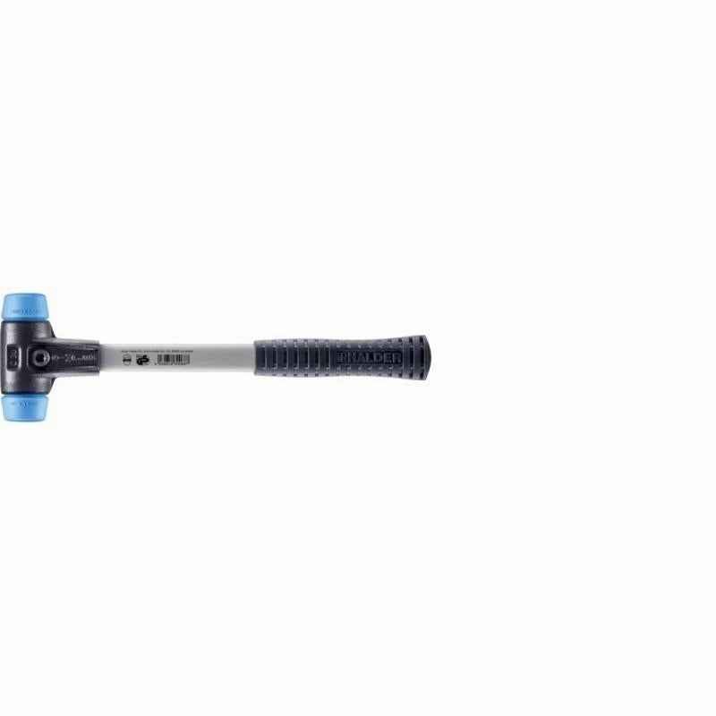 Halder 3701.030 Simplex Mallet with Soft Blue Rubber Inserts, Non-Marring Heavy Duty Reinforced Housing and Fiberglass Handle