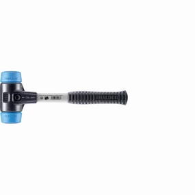 Halder 3701.050 Simplex Mallet with Soft Blue Rubber Inserts, Non-Marring Heavy Duty Reinforced Housing and Fiberglass Handle
