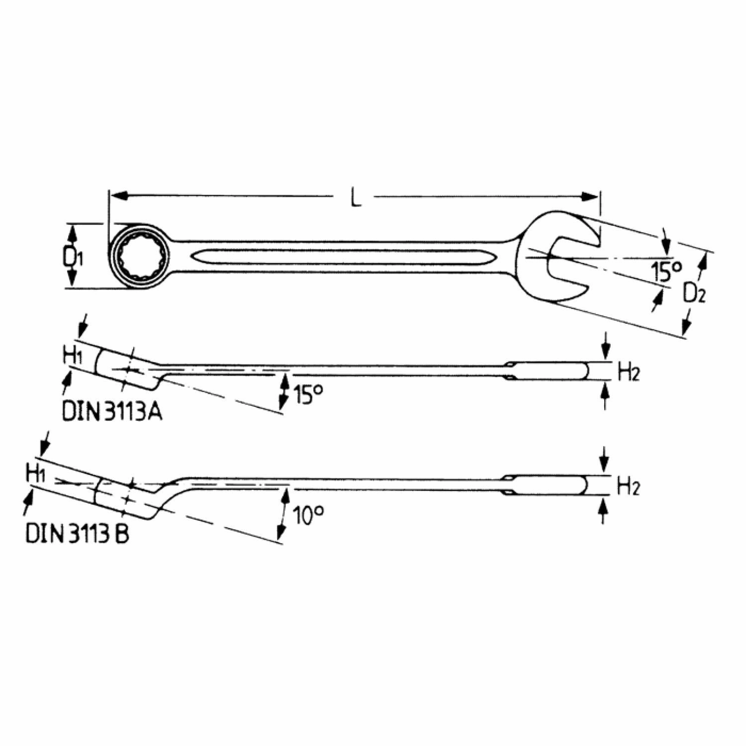 Heyco 00400008082 Combination Wrenches Drive 3/8 Inch 8 mm