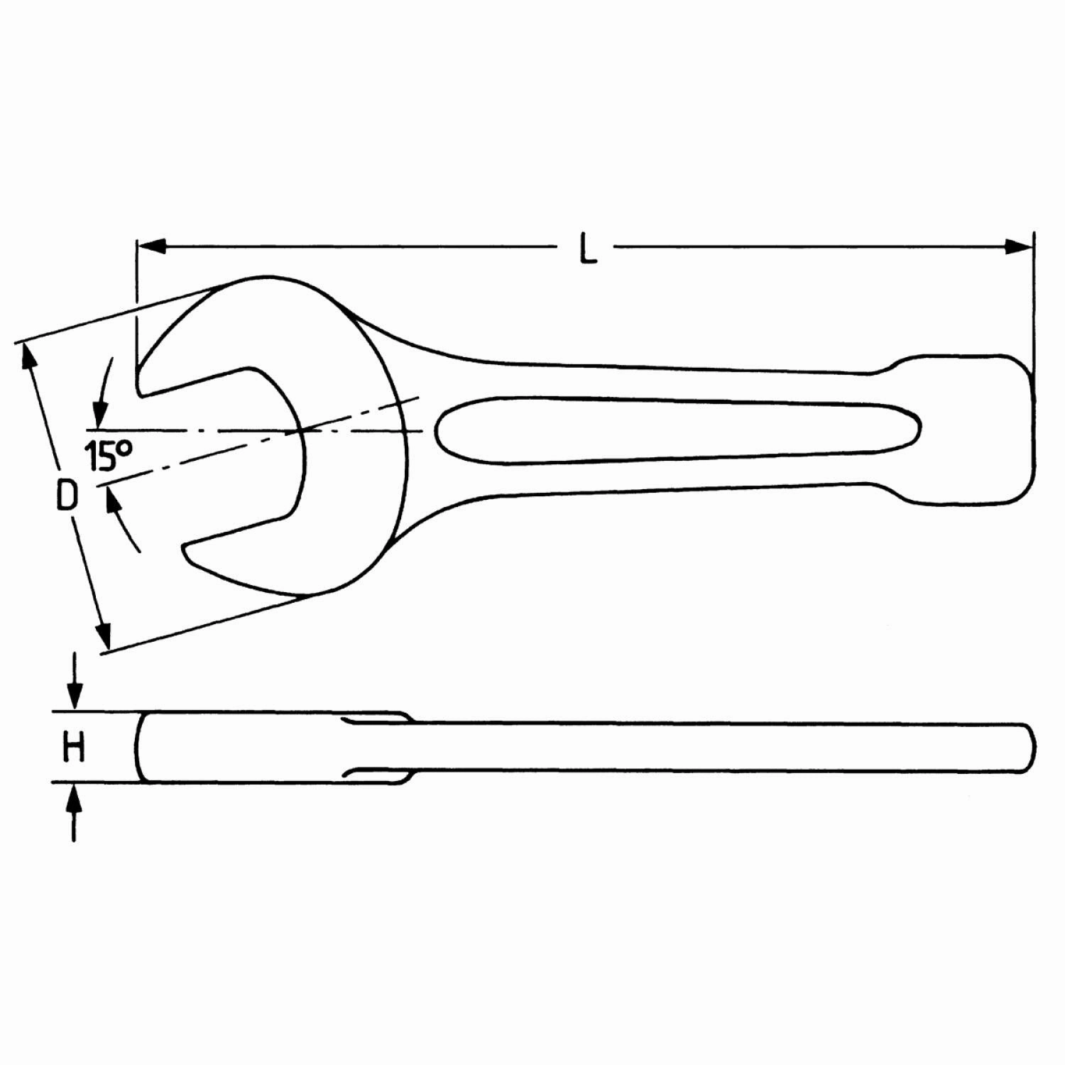 Heyco 00810021020 Slogging Open Jaw Wrench, 210 mm