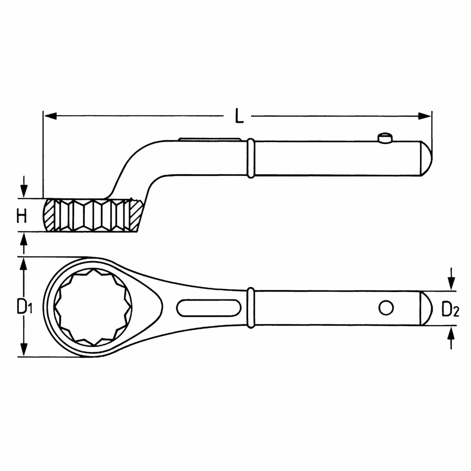 Heyco 00840008080 Single Ended Ring Wrenches, 80 mm Length 385 mm