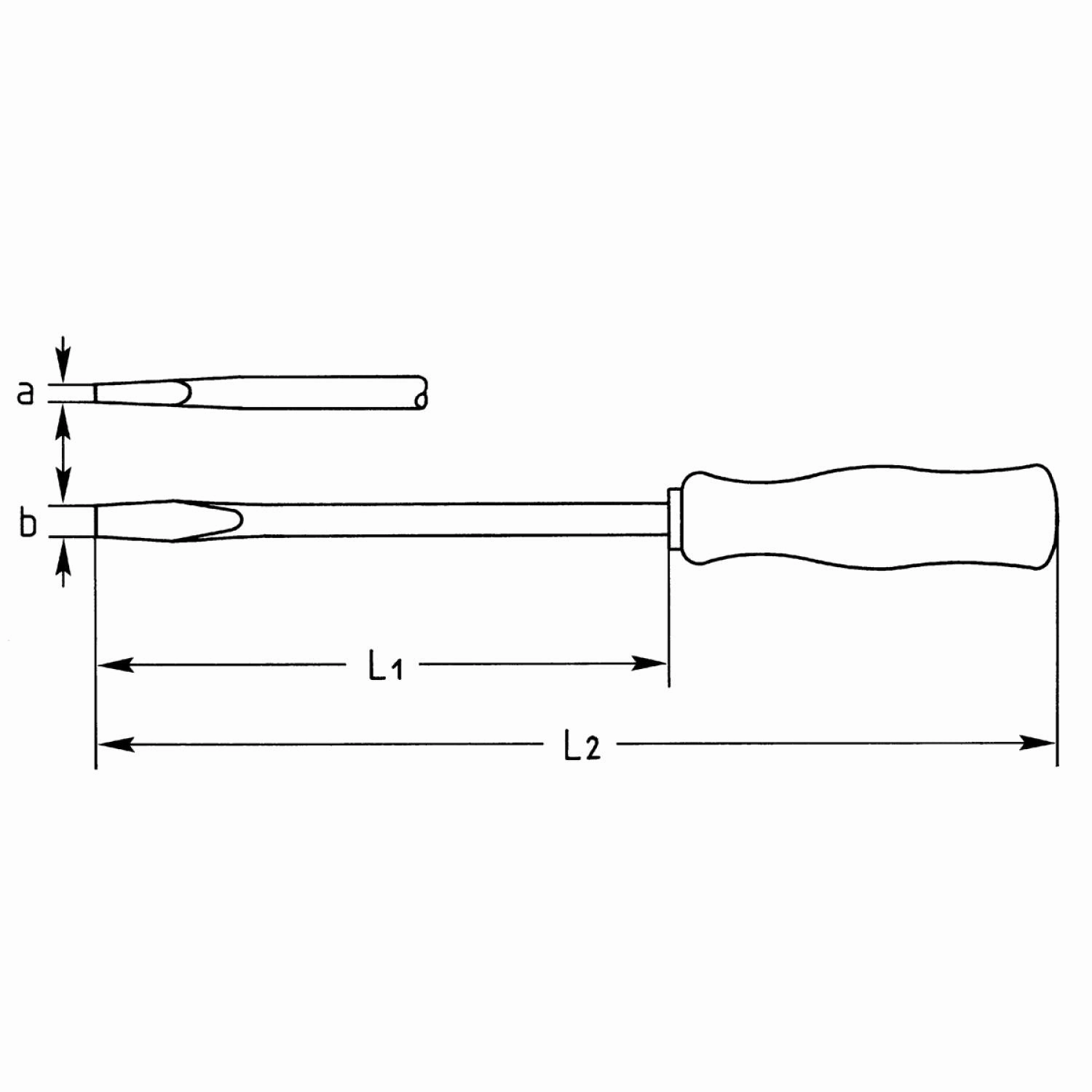 Heyco 01470020080 Slotted Engineers' Screwdriver with Hardwood Handle, 12 mm
