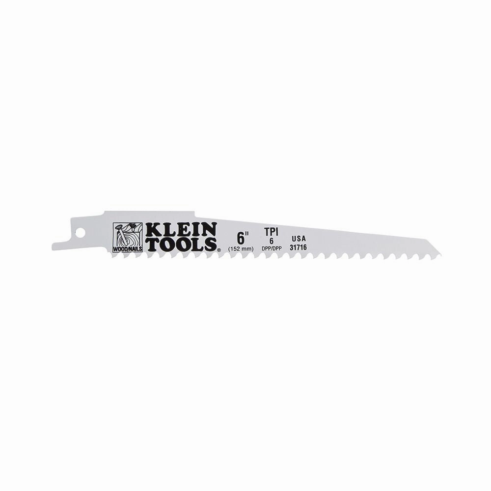 Klein Tools 31716 Reciprocating Saw Blade, 6 TPI, 6-Inch, 5-Pack