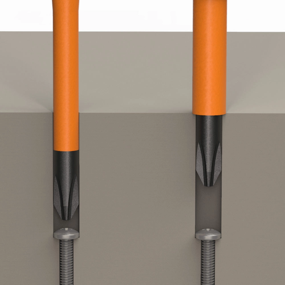 Klein Tools 32287 2-in-1 Insulated Flip-Blade Screwdriver, #1/#2 Square
