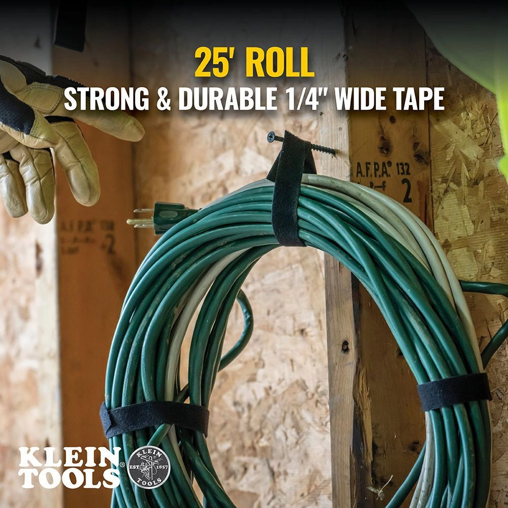 Klein Tools 450-950 Hook and Loop Tape, 3/4-Inch, 25-Foot, Black, Custom Length Cable Ties