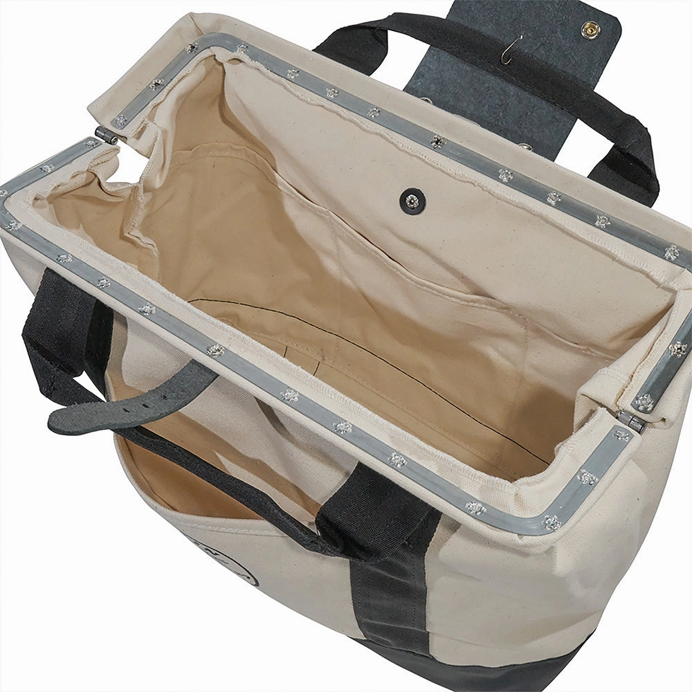 Klein Tools 5003-18 Canvas Tool Bag with Leather Bottom and Wide Openning for Easy Access, 18-Inch