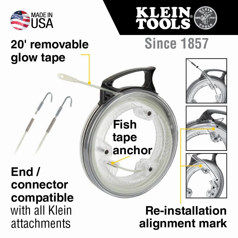 Klein Tools 50550 Glow Fish Tape, 20-Foot