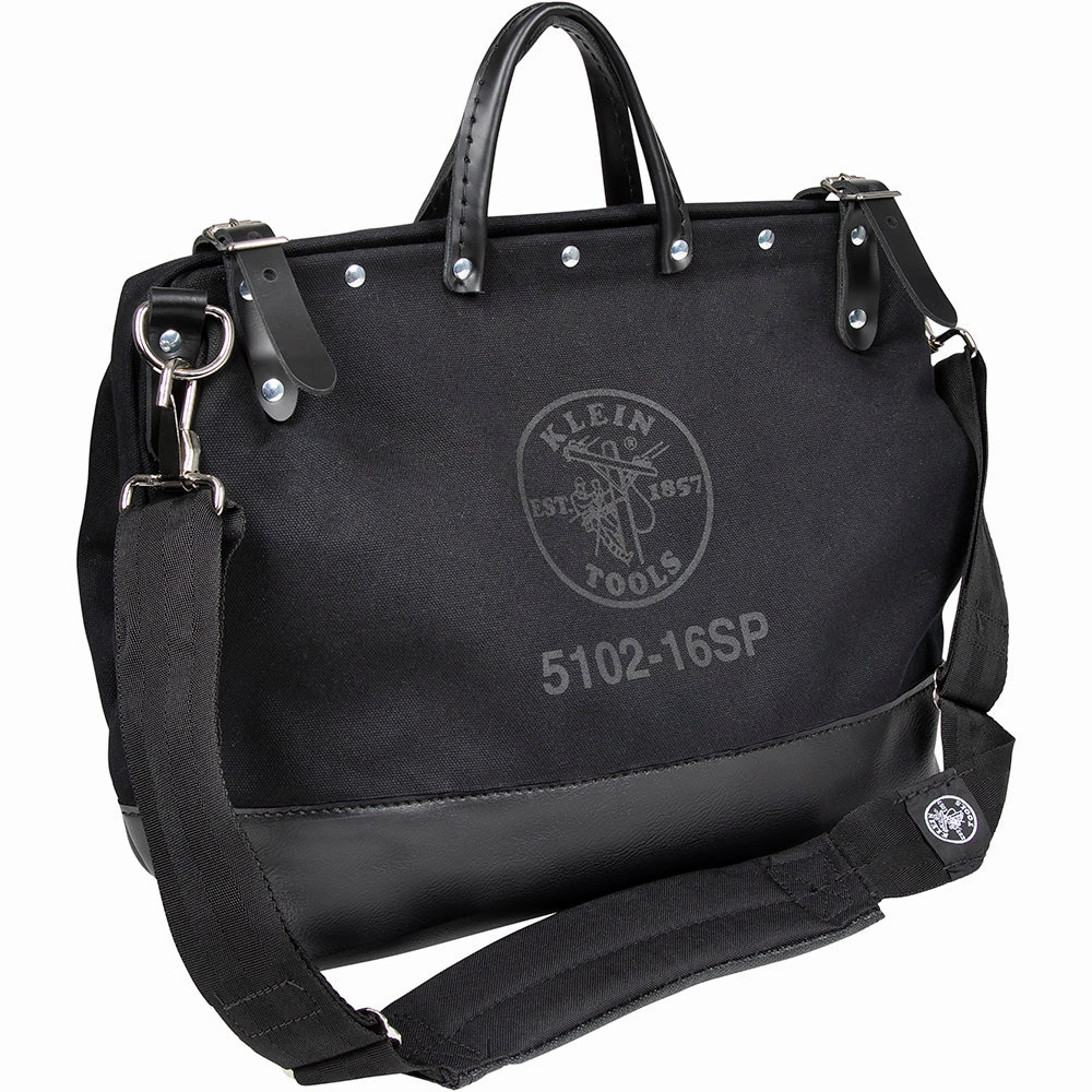 Klein Tools 510216SPBLK Deluxe Black Canvas Tool Bag, 16-Inch