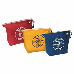 Klein Tools 5539CPAK Canvas Zipper Pouch, 10-Inch Tool Bag Storage Organizer, Assorted Colors 3-Pack