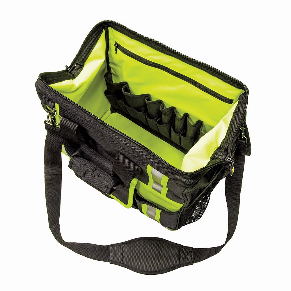 Klein Tools 55598 Tradesman Pro High-Visibility Tool Bag with 42 Pockets and Detachable Shoulder Strap