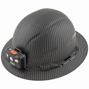 Klein Tools 60346 Hard Hat, Premium KARBN, Non-Vented Full Brim, Class E with Headlamp
