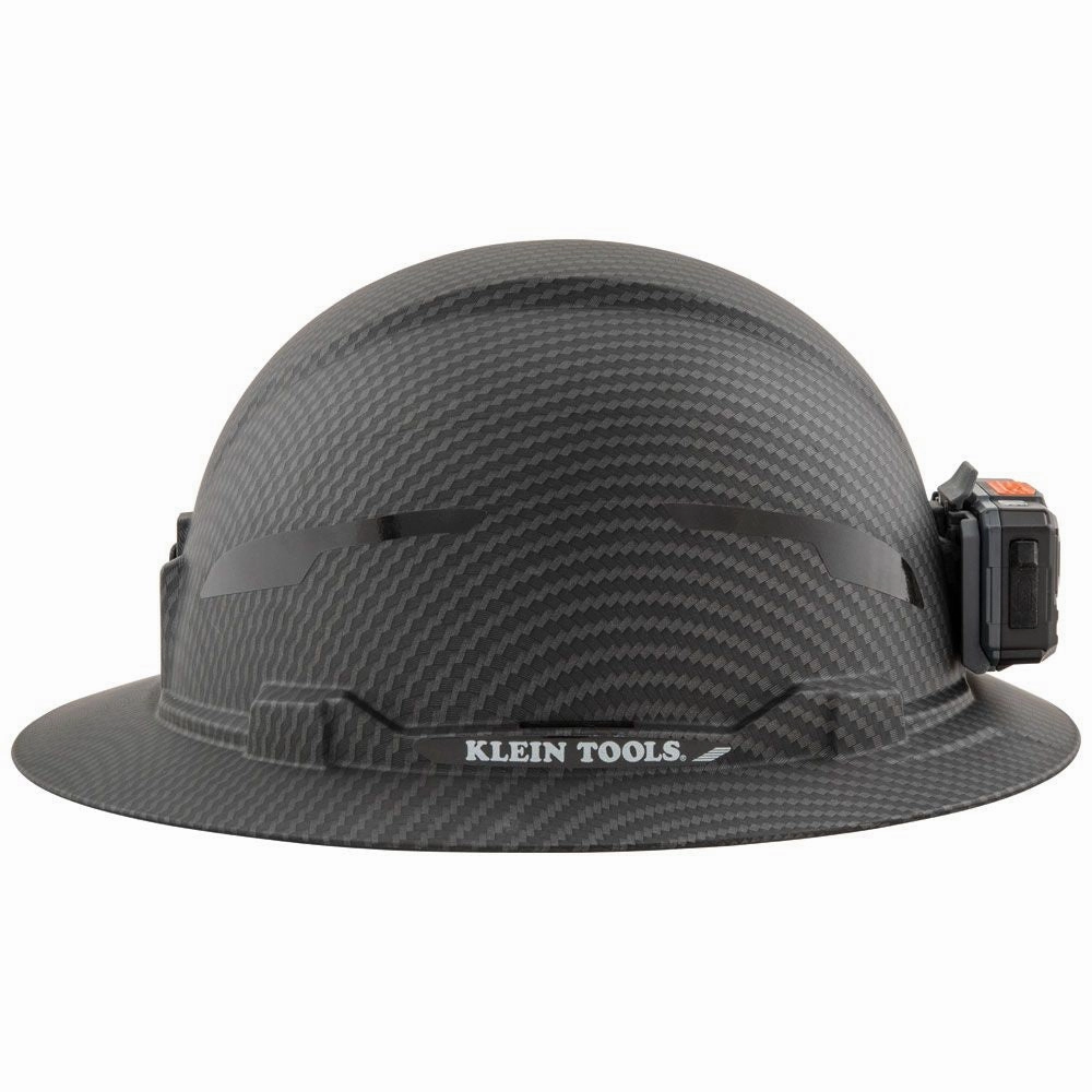 Klein Tools 60346 Hard Hat, Premium KARBN, Non-Vented Full Brim, Class E with Headlamp