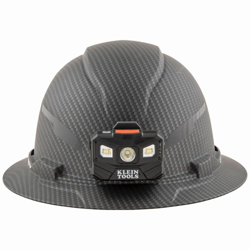 Klein Tools 60346 Hard Hat, Premium KARBN, Non-Vented Full Brim, Class E with Headlamp