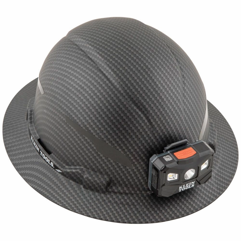 Klein Tools 60346 Hard Hat, Premium KARBN, Non-Vented Full Brim, Class E with Headlamp
