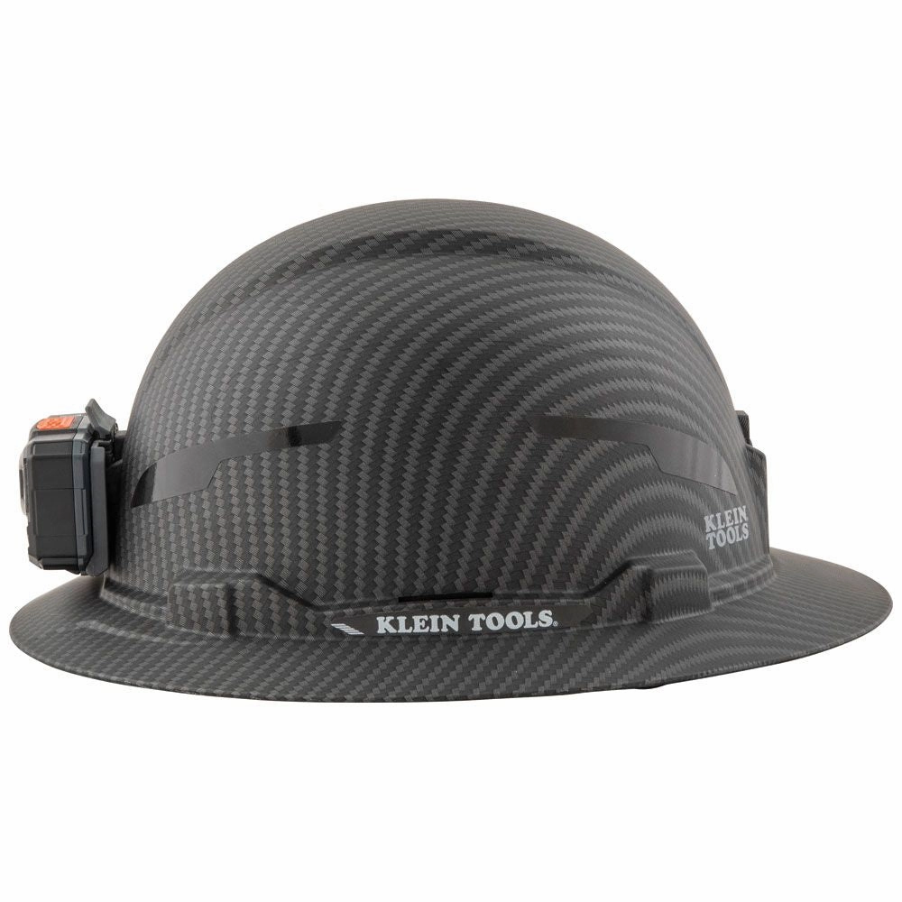 Klein Tools 60346 Hard Hat, Premium KARBN, Non-Vented Full Brim, Class E with Headlamp