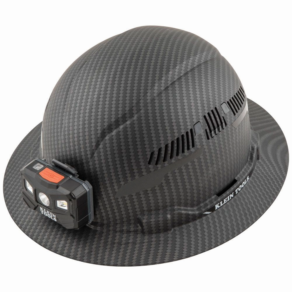 Klein Tools 60347 Hard Hat, Premium KARBN, Vented Full Brim, Class C with Headlamp