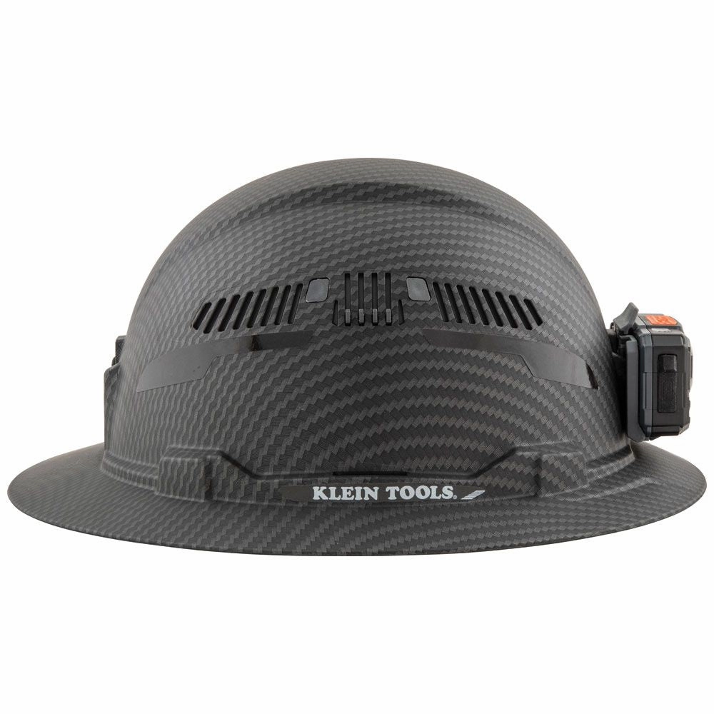 Klein Tools 60347 Hard Hat, Premium KARBN, Vented Full Brim, Class C with Headlamp