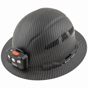 Klein Tools 60347 Hard Hat, Premium KARBN, Vented Full Brim, Class C with Headlamp