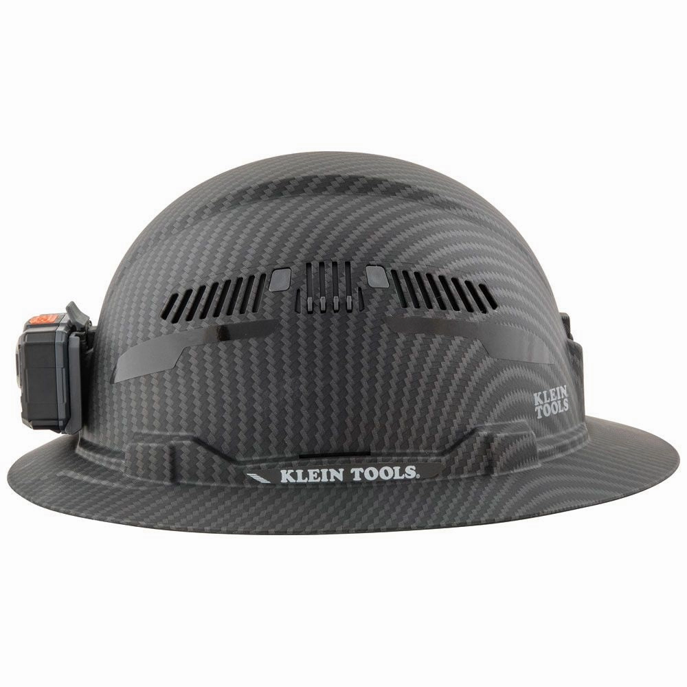 Klein Tools 60347 Hard Hat, Premium KARBN, Vented Full Brim, Class C with Headlamp