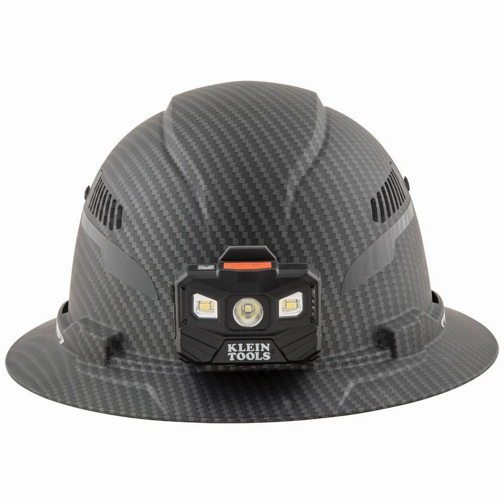 Klein Tools 60347 Hard Hat, Premium KARBN, Vented Full Brim, Class C with Headlamp