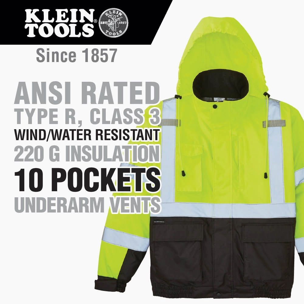 Klein Tools 60612 High-Visibility Winter Bomber Jacket, 3XL