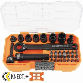 Klein Tools 65300 Impact-Rated Pass Through Socket Set, 1/4" Drive, 32 Pc.