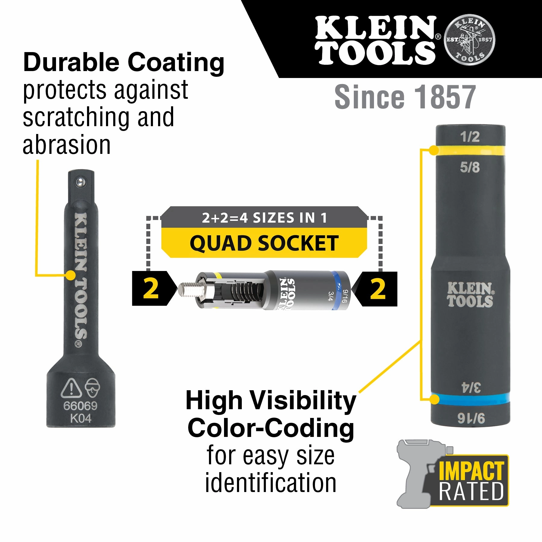 Klein Tools 66009 4-In-1 Flip Quad Socket